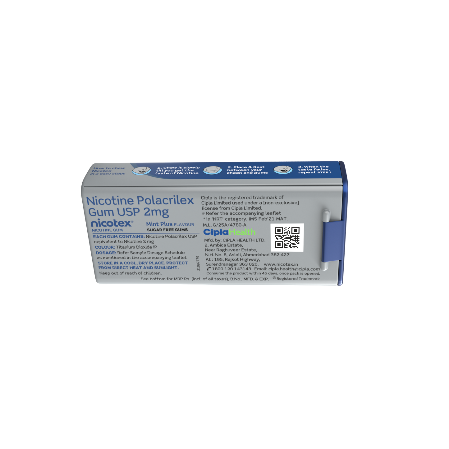 Nicotex gums, 2mg, Mint Plus - tin, 29 gums
