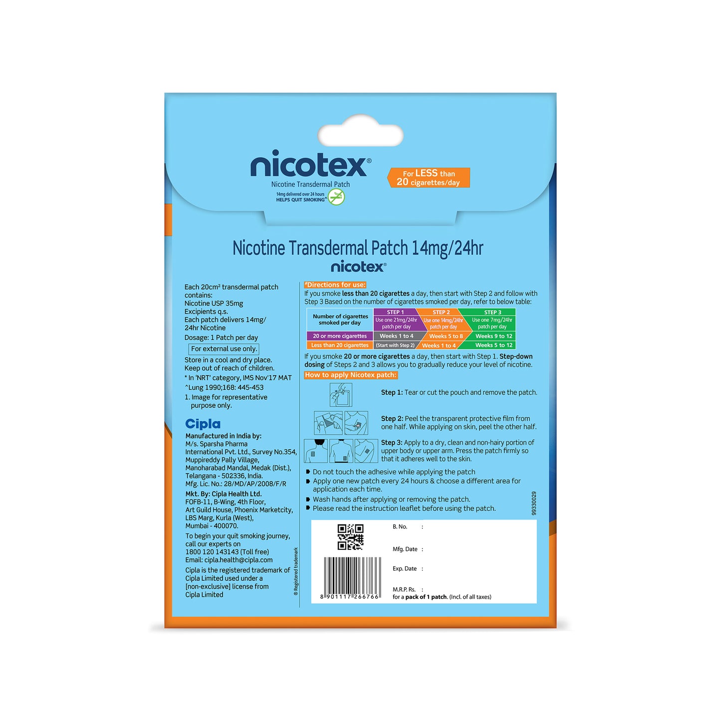 Nicotex patches, 14mg, 1 patch