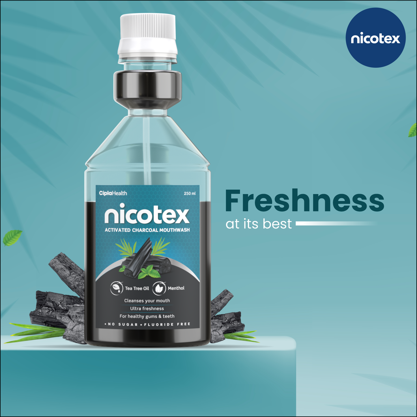 Nicotex Activated Charcoal Mouthwash - 250ml