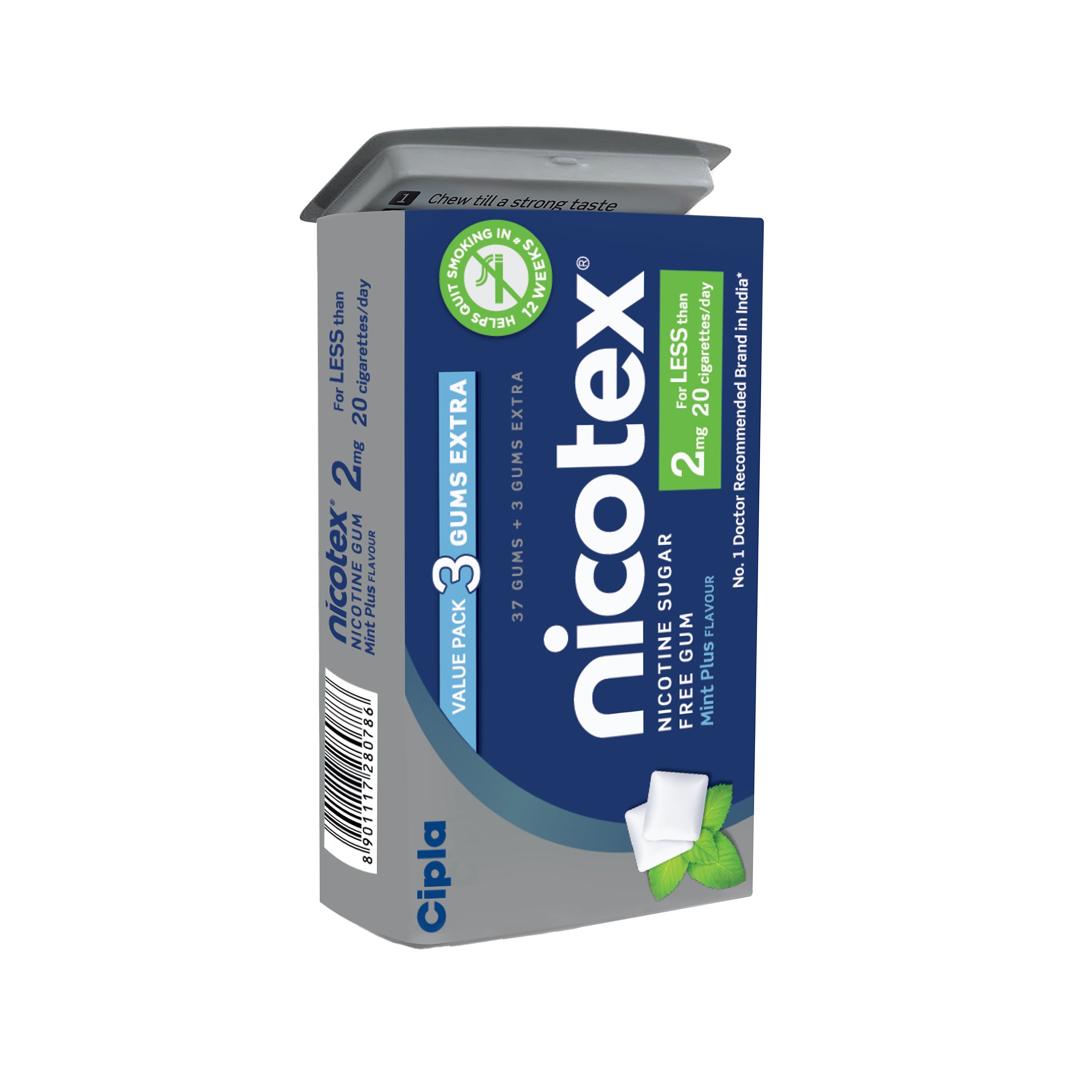 Nicotex gums, 2mg, Mint Plus - tin, 40 gums