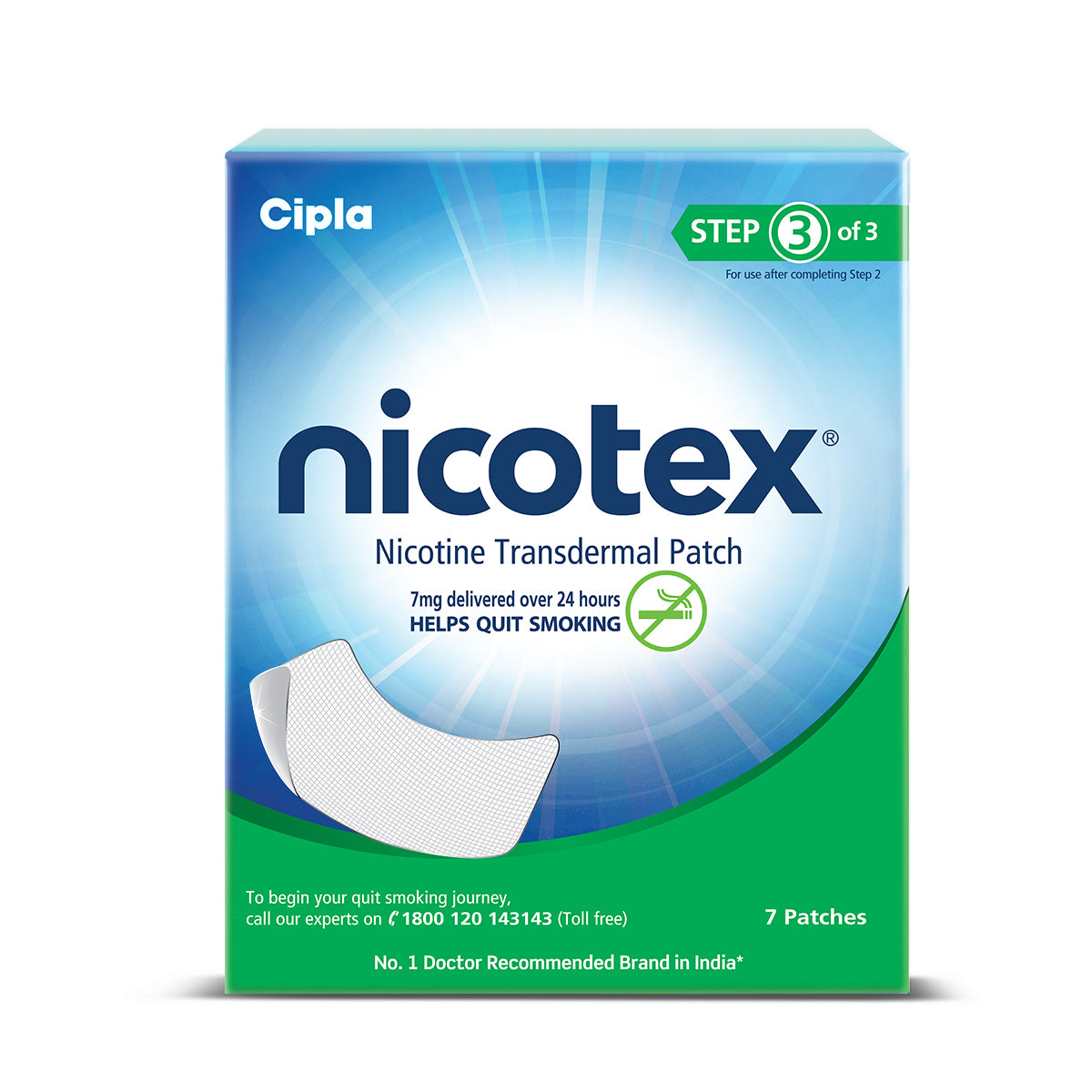 Nicotine Transdermal Patch for quitting smoking - Nicotex 7mg