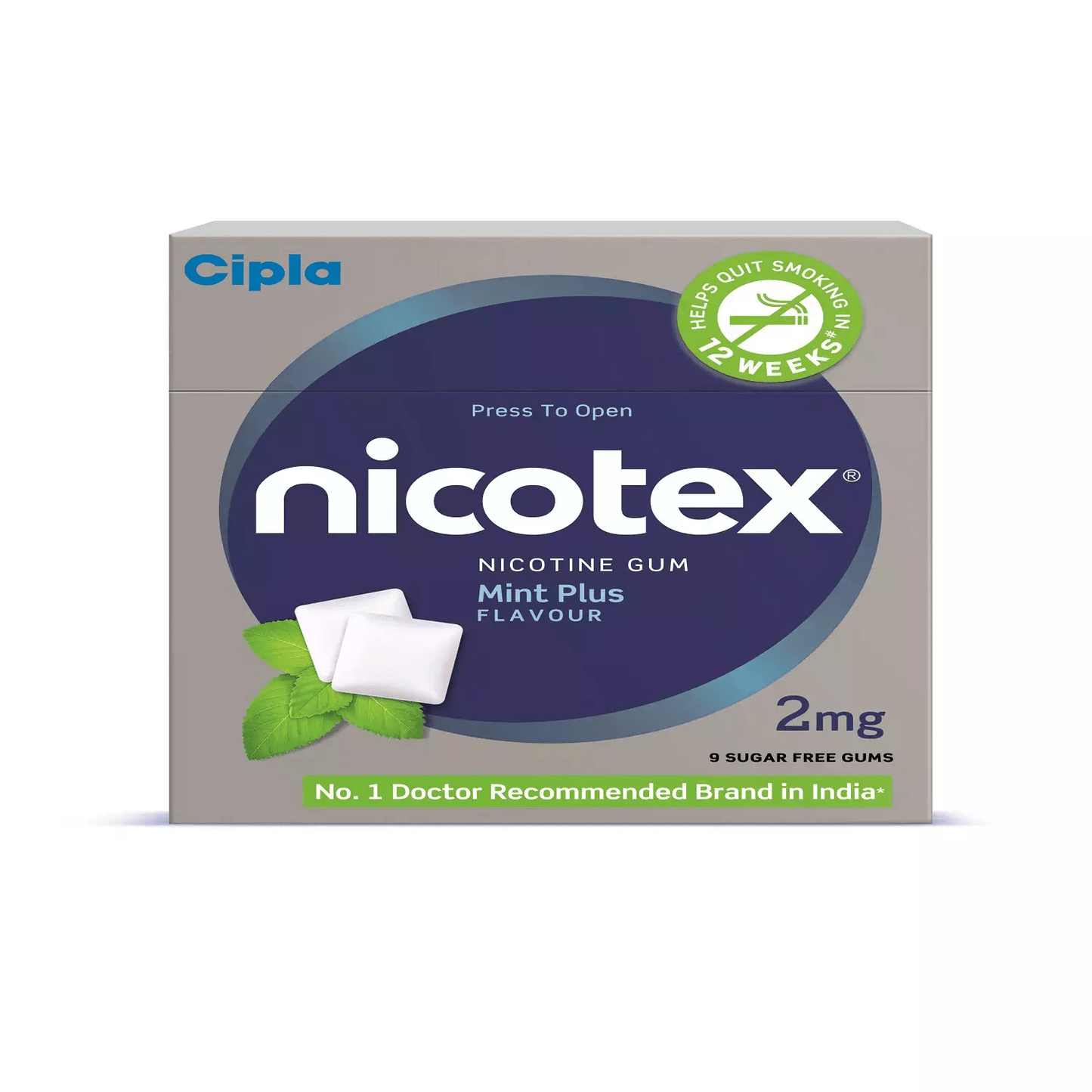 Nicotex gums, 2mg, Mint Plus - strip, 9 gums